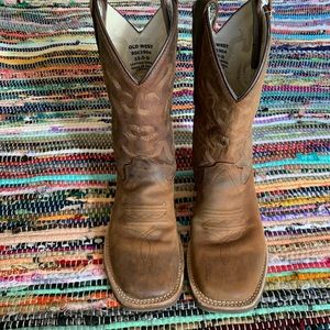 Old West Kids Distressed Brown Square Toe Boots